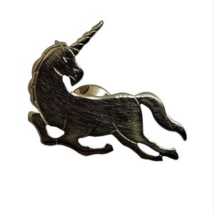 VTG Avon Leaping Unicorn Brooch - Polished Gold Tone - Magical Fantasy Pin